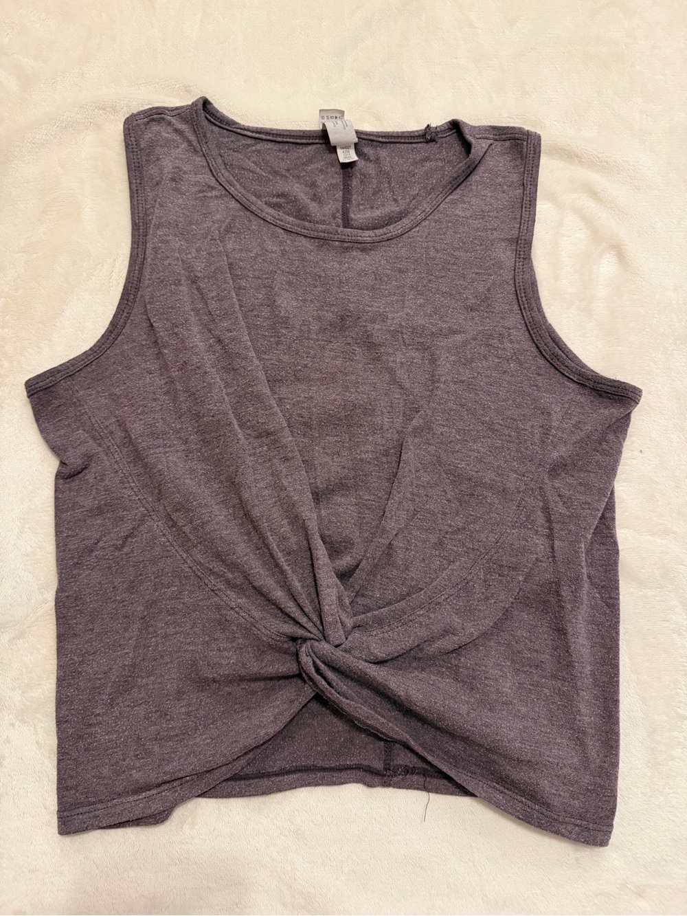 Yogalicious Twist-Front Tank Top - Charcoal Gray